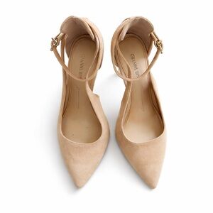 Gianni Bini 4 inch Nude Suede Pointed Toe Ankle Strap Heels Pumps Size 7.5